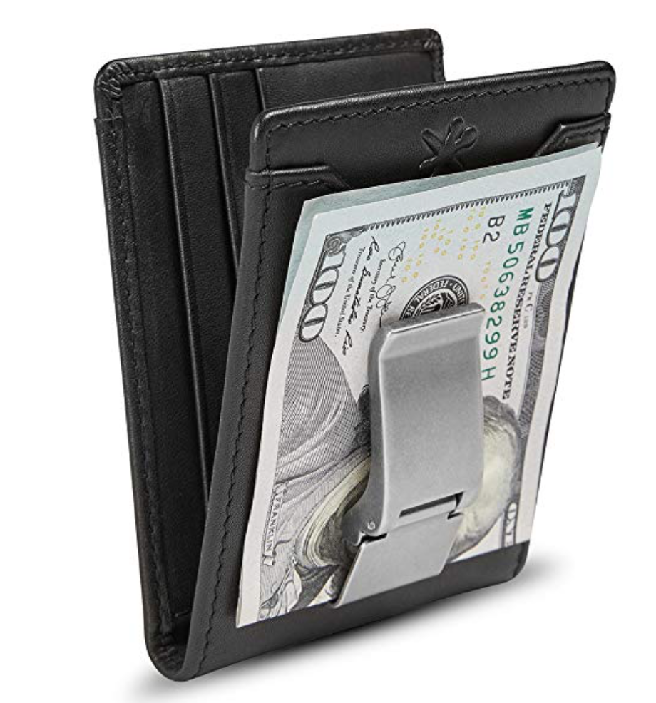 House of jack slim bifold leather wallet with money clip black