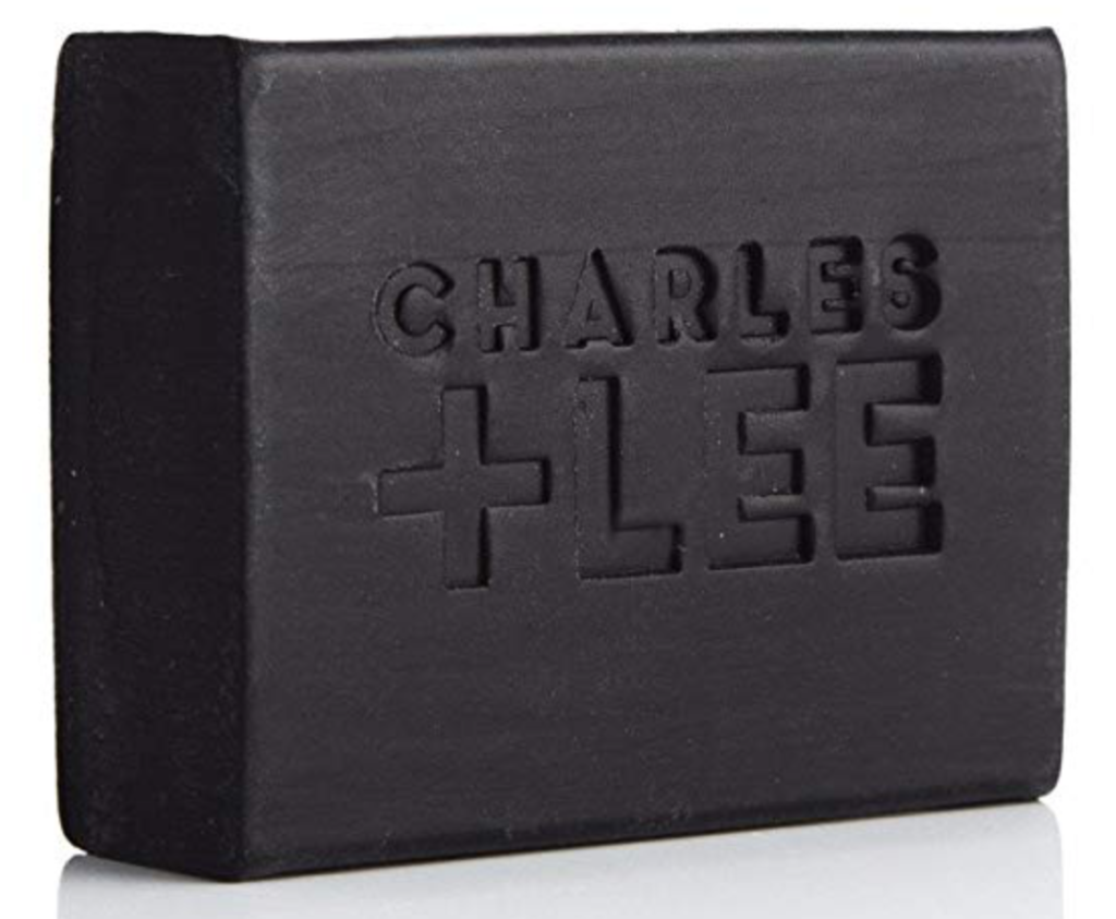 CHARLES + LEE best activated charcoal bar soap for men front with logo