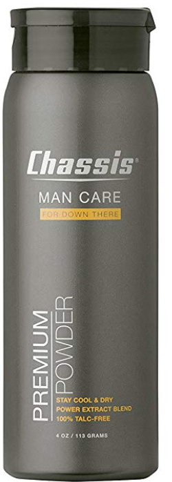 Chassis men's ball and body powder 4oz bottle front