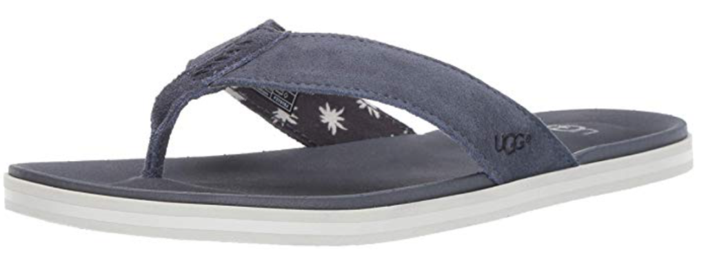 UGG Beach leather flip flop in suede blue