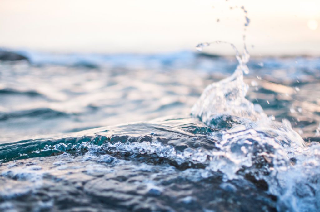 Water splashing in the ocean