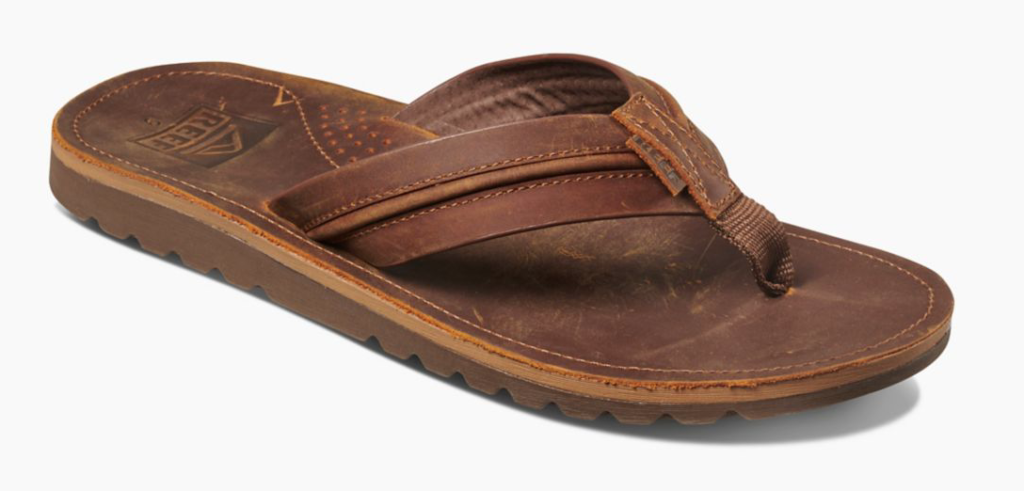 flip flops with leather footbed