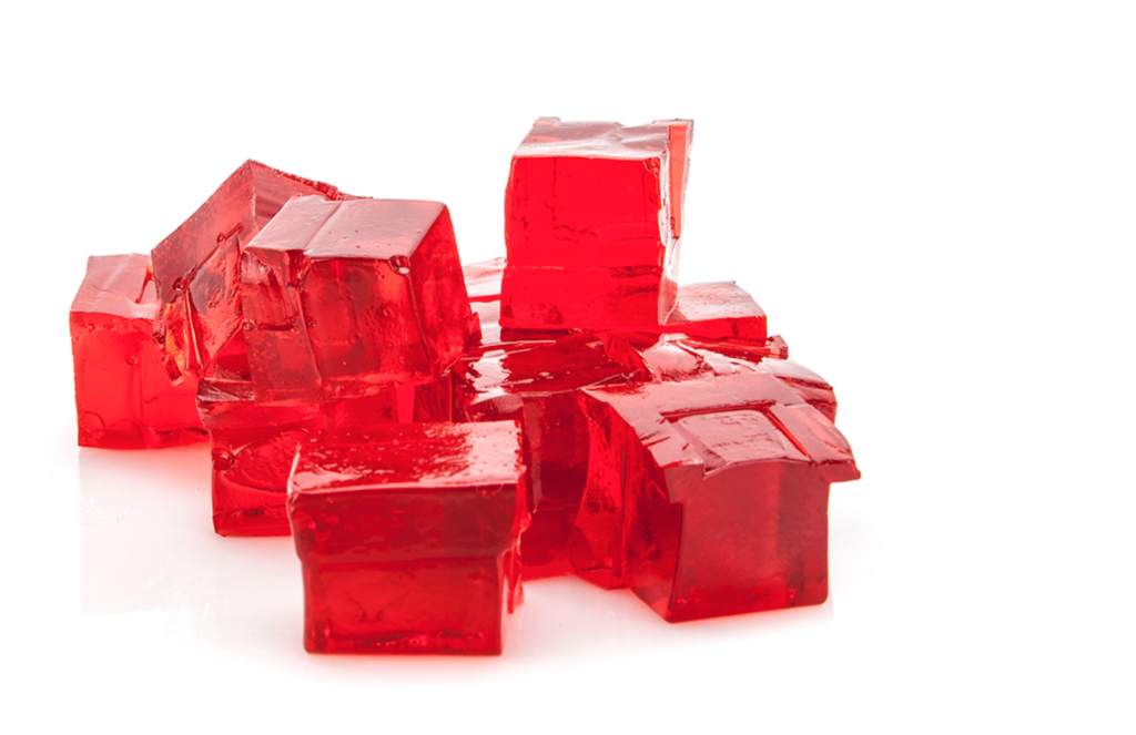 cubes of red gelatin