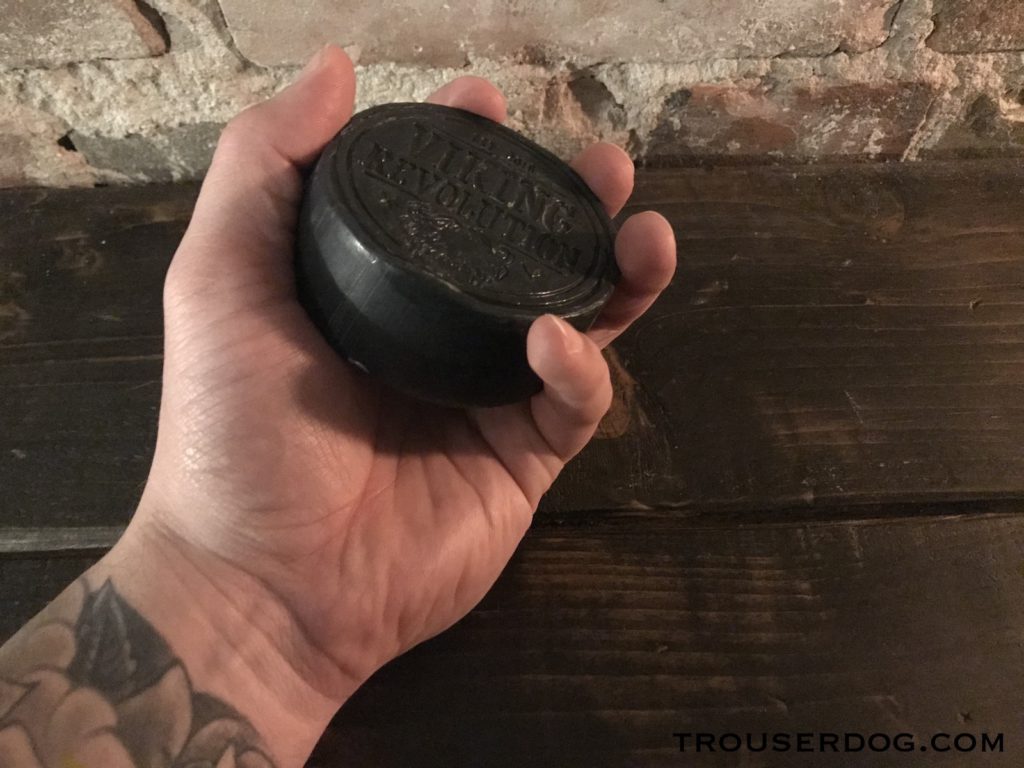 Viking Revolution soap in hand for size reference