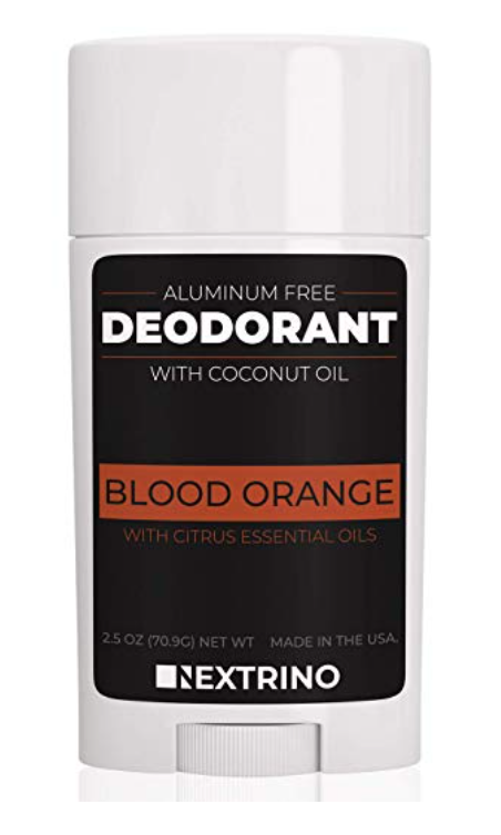 2.5 ounce stick of Nextrino aluminum free deodorant for men. Blood orange scent.