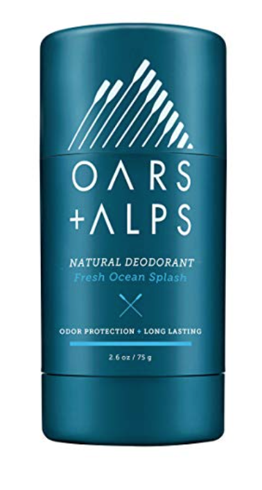 2.6 ounce stick of Oars and Alps men's deodorant without aluminum. Fresh ocean splash scent.