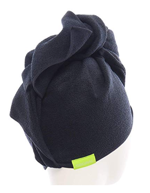 Black microfiber hair towel wrap