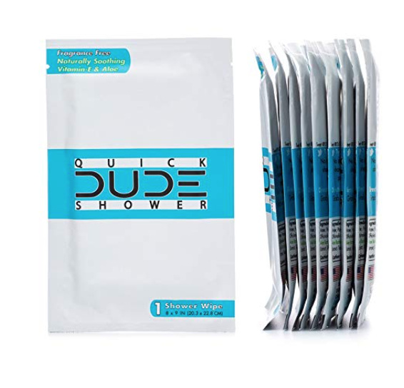 10 packets of Dude shower wipes for men's sweaty balls and body