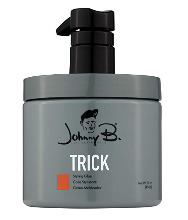 16 ounce pump jar of Johnny B Trick styling glue for spiking hair