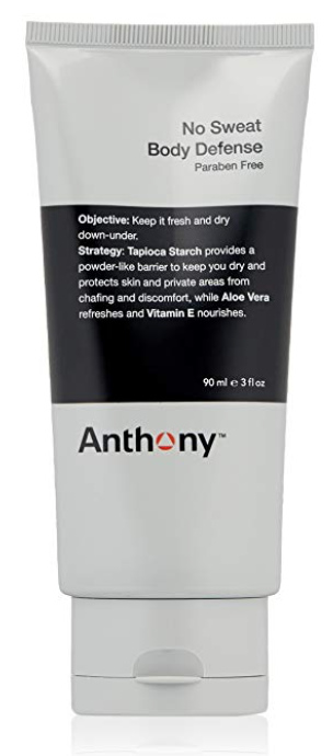 3 ounce bottle of Anthony No Sweat Body Defense lotion for men's balls.