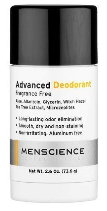 2.6 ounce stick of MenScience Androceuticals aluminum free deodorant for men