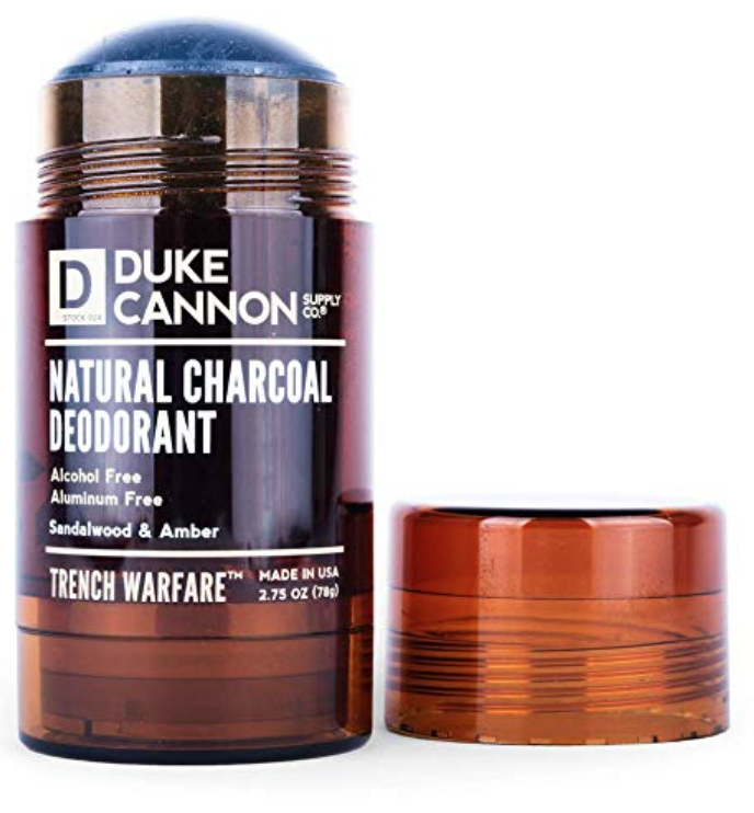 Stick of Duke Cannon Natural Charcoal deodorant for men - best men's deodorant without aluminum