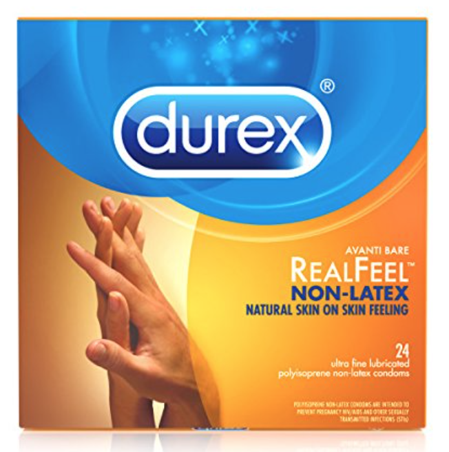 Box of Durex RealFeel best non latex condoms for sensitive skin