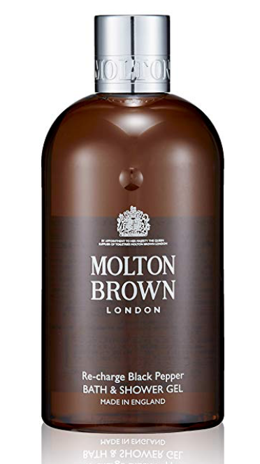 Bottle of Molton Brown Re-charge black pepper - best smelling body wash for men