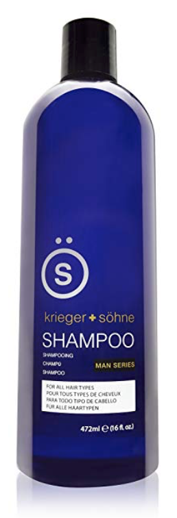 Bottle of Krieger and Sohne shampoo - best shampoo for men with long hair