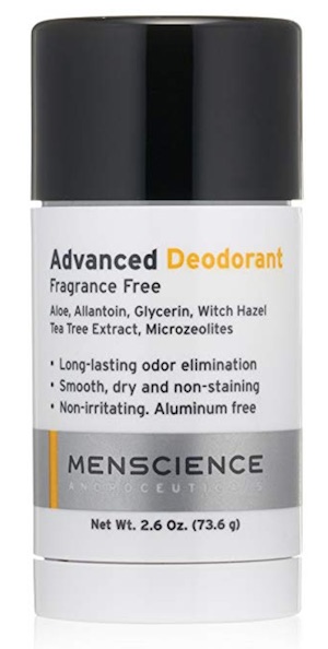 2.6 ounce stick of MenScience Androceuticals aluminum free deodorant for men