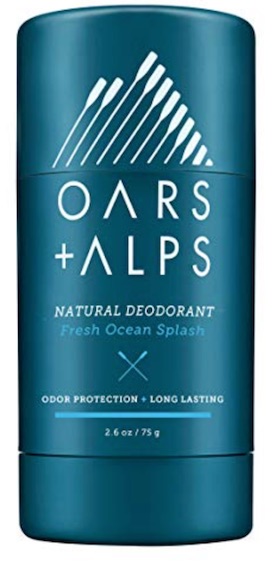 2.6 ounce stick of Oars and Alps men's deodorant without aluminum. Fresh ocean splash scent.