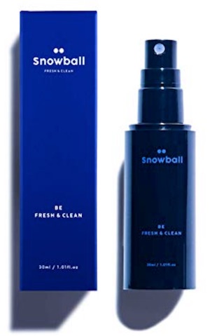 Bottle of Snowball spray deodorant for men's balls - Best ball deodorant 