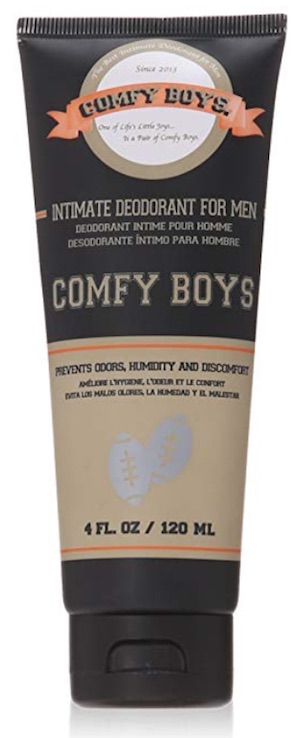 Tube of Comfy Boys deodorant for men's balls