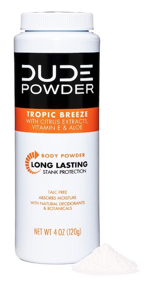 Bottle of Dude Powder - best deodorant for men's balls