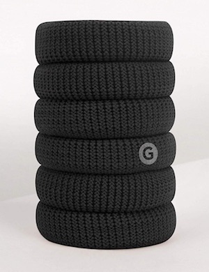 Stack of 6 black Gimme No Break hair ties