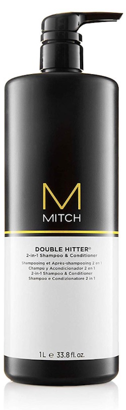 Bottle of Mitch Double Hitter shampoo/conditioner - best products for men with long hair