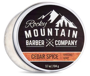 Tin of Rocky Mountain Barber Co. shave soap - best smelling shave soaps for men