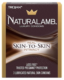 Box of Trojan NaturaLamb condoms - best non-latex condoms for sensitive skin
