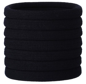 Stack of 7 black eBoot hair ties - best hair ties for men