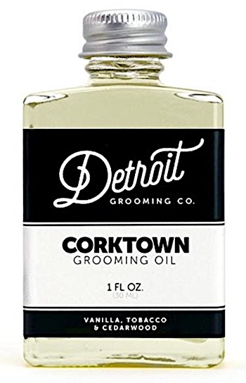 A bottle of Detroit Grooming Co. beard oil