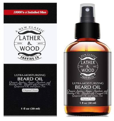Bottle of Lather & Wood beard oil - Original scent
