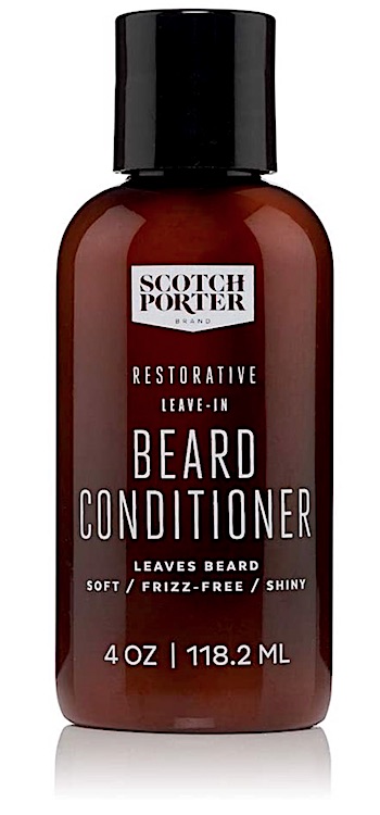 A bottle of Scotch Porter leave-in beard conditioner