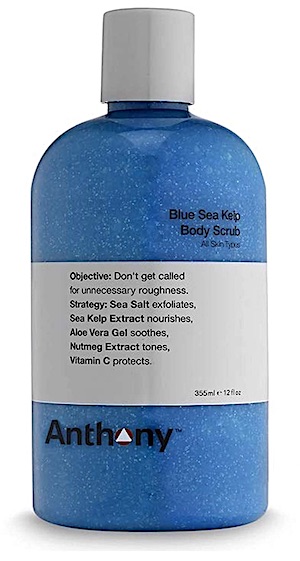 Bottle of Anthony Blue Sea Kelp body scrub for men.