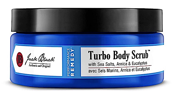 Jar of Jack Black Turbo body scrub for men.