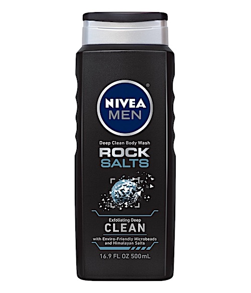 Bottle of Nivea Men Rock Salts body wash for men.