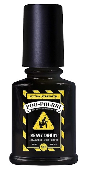 Bottle of Poo-Pourri Heavy Doody toilet spray.