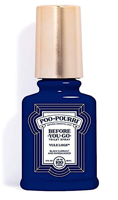 Spray bottle of Poo-Pourri Yule Logs scent.