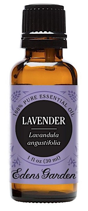 Bottle of lavender essential oil for beard growth and health.