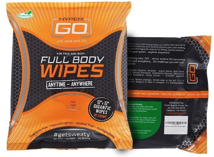 Package of HyperGo Full Body wipes for men.