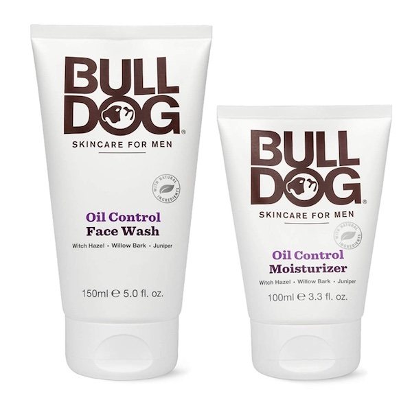 Bulldog Oil Control face wash and oil control moisturizer for men.