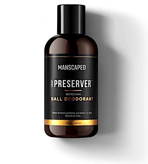A bottle of Manscaped Crop Preserver ball deodorant for men