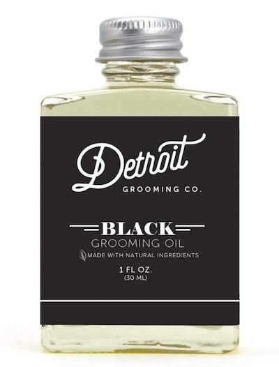 A bottle of Detroit Grooming Co Black beard oil - best smelling beard oils and balms
