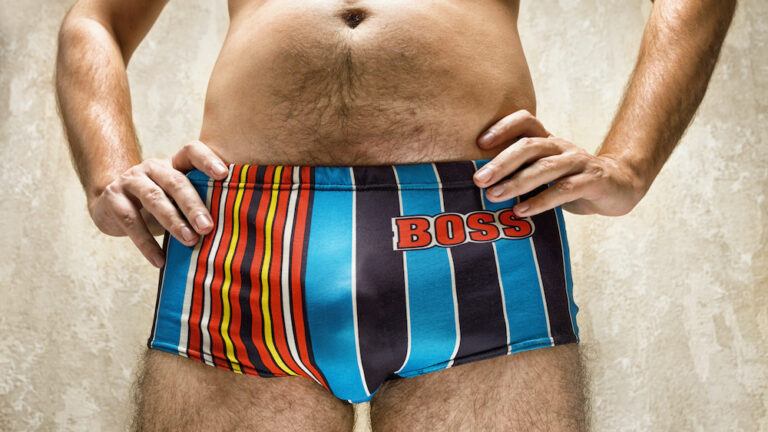 Funny picture of a man in underwear